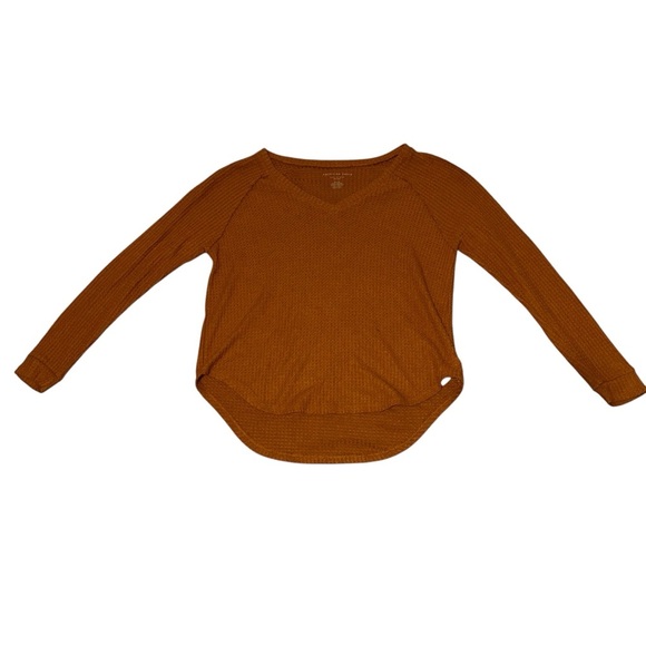 American Eagle Soft & Sexy Plush Waffle Knit V-Neck Sweater Size Small - Picture 1 of 9